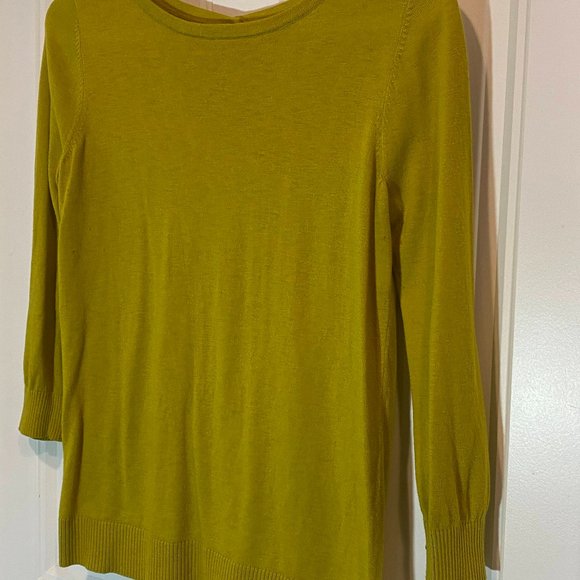 Chartreuse Back Button Down Blouse - Picture 2 of 4